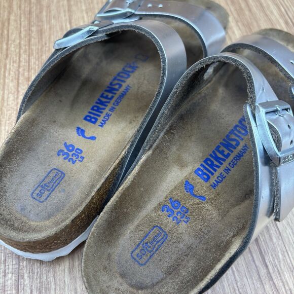 Birkenstock Arizona Soft Footbed Womens Sandals EU 36 US 5 Metallic Silver - Picture 7 of 9
